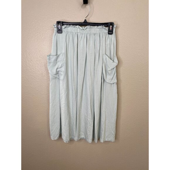 ASOS Design Womens Light Blue Midi Skirt Size US 2 Elastic Waist Pockets Casual - Picture 2 of 8